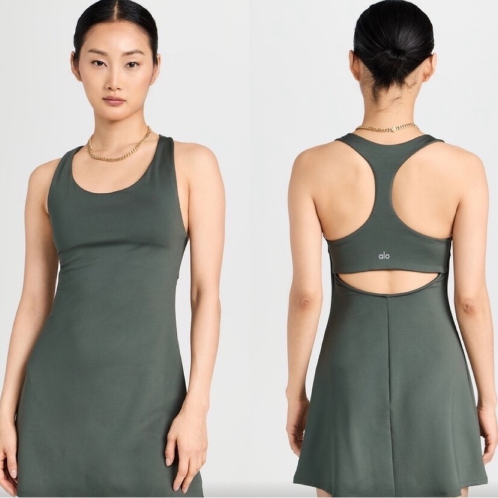 ALO Yoga Green Racerback Dress
